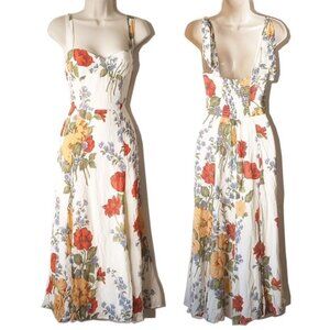 NWT Sweetheart Fit'N'Flare Midi Dress 4 Wildflower Shoulder Ties OPT